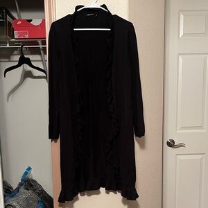 Daisy Fuentes Black Ruffled Cardigan
